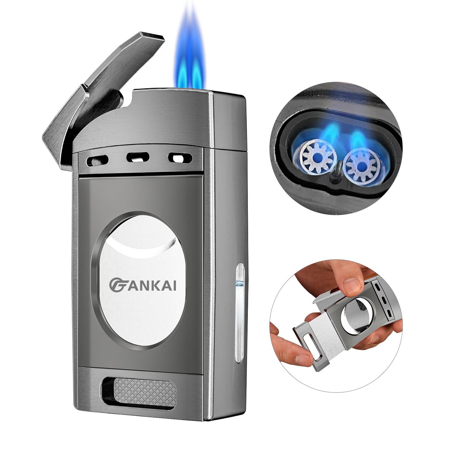 2-in-1 Lighter — Dual Flame + Cutter