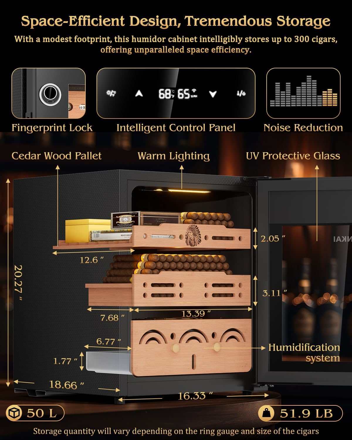 Electric Humidor Cabinet — 300 Count
