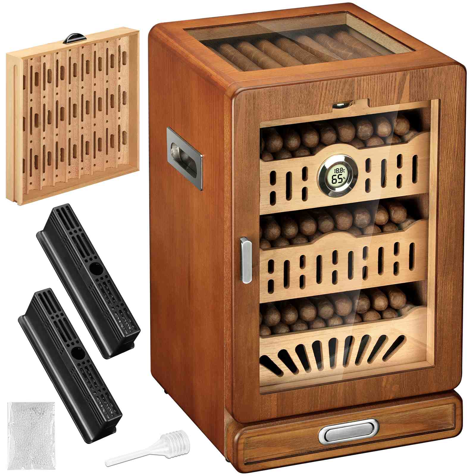 Glass-Top Desktop Humidor — 150 Count