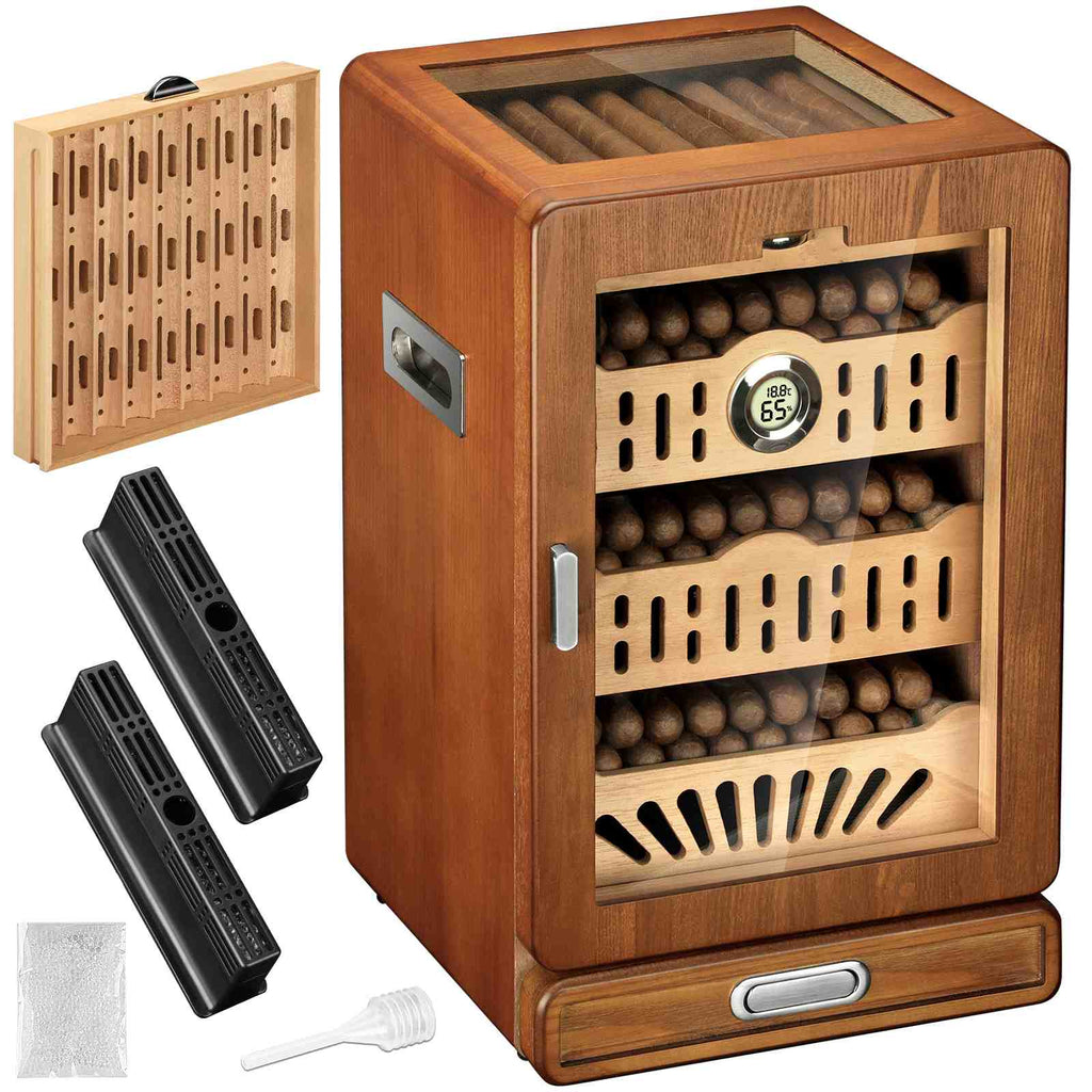 Glass-Top Humidor Cabinet — 150 Count