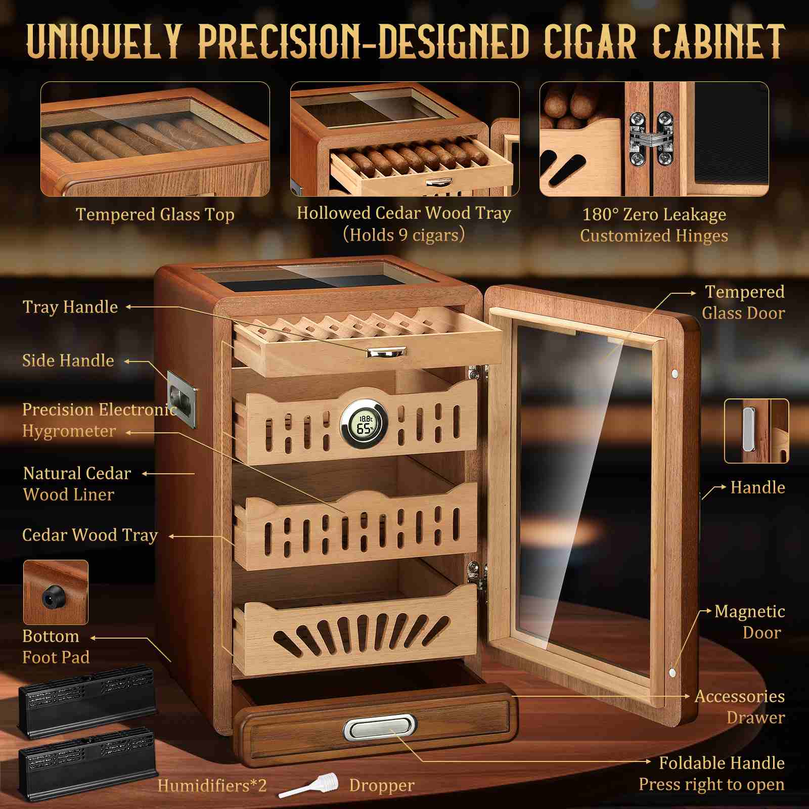 Glass-Top Desktop Humidor — 150 Count