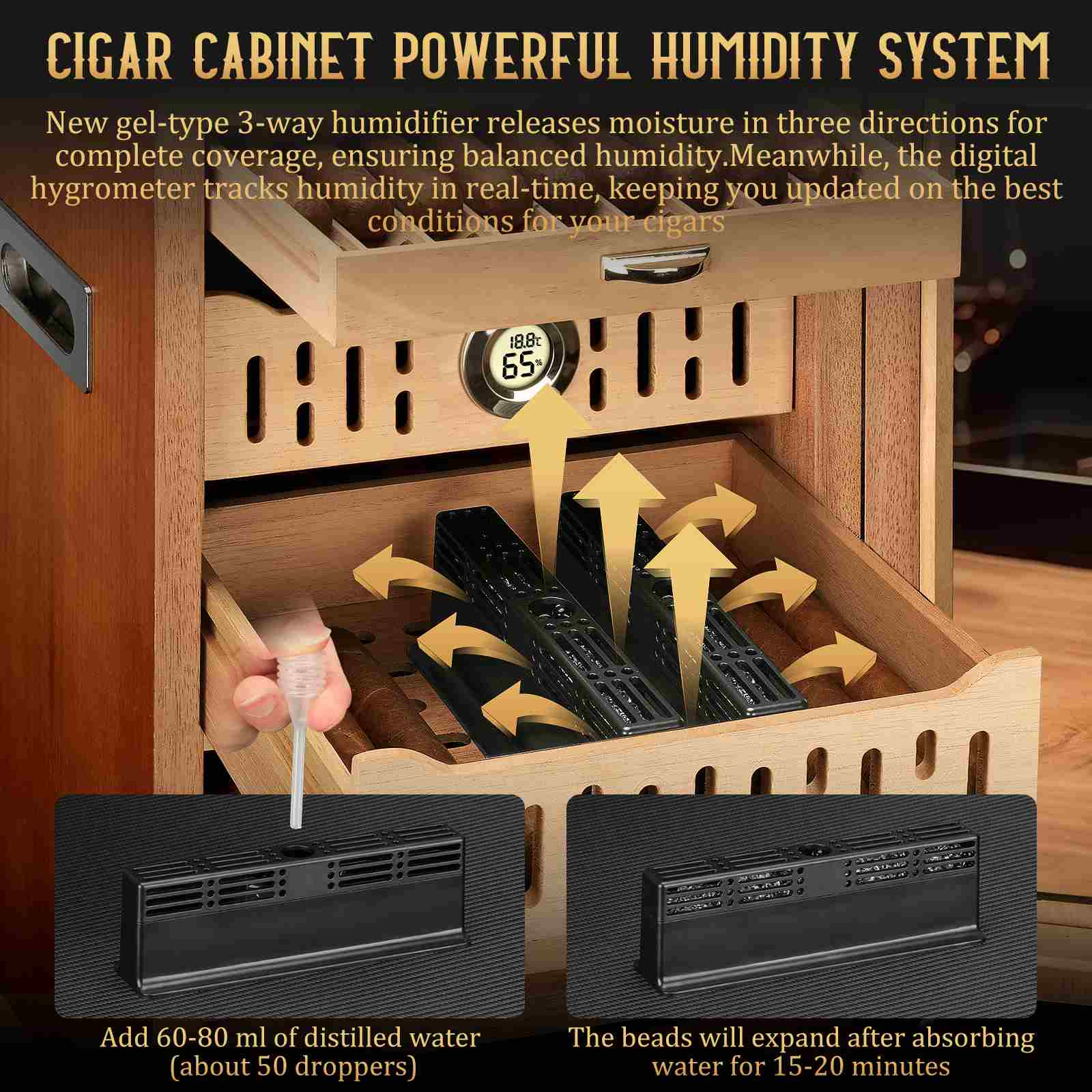 Glass-Top Humidor Cabinet — 150 Count