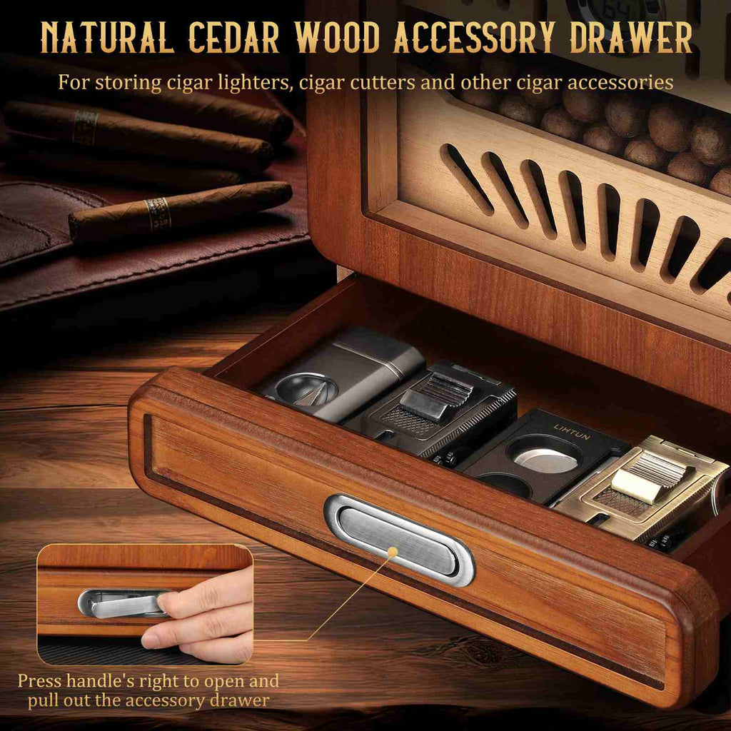 Glass-Top Humidor Cabinet — 150 Count
