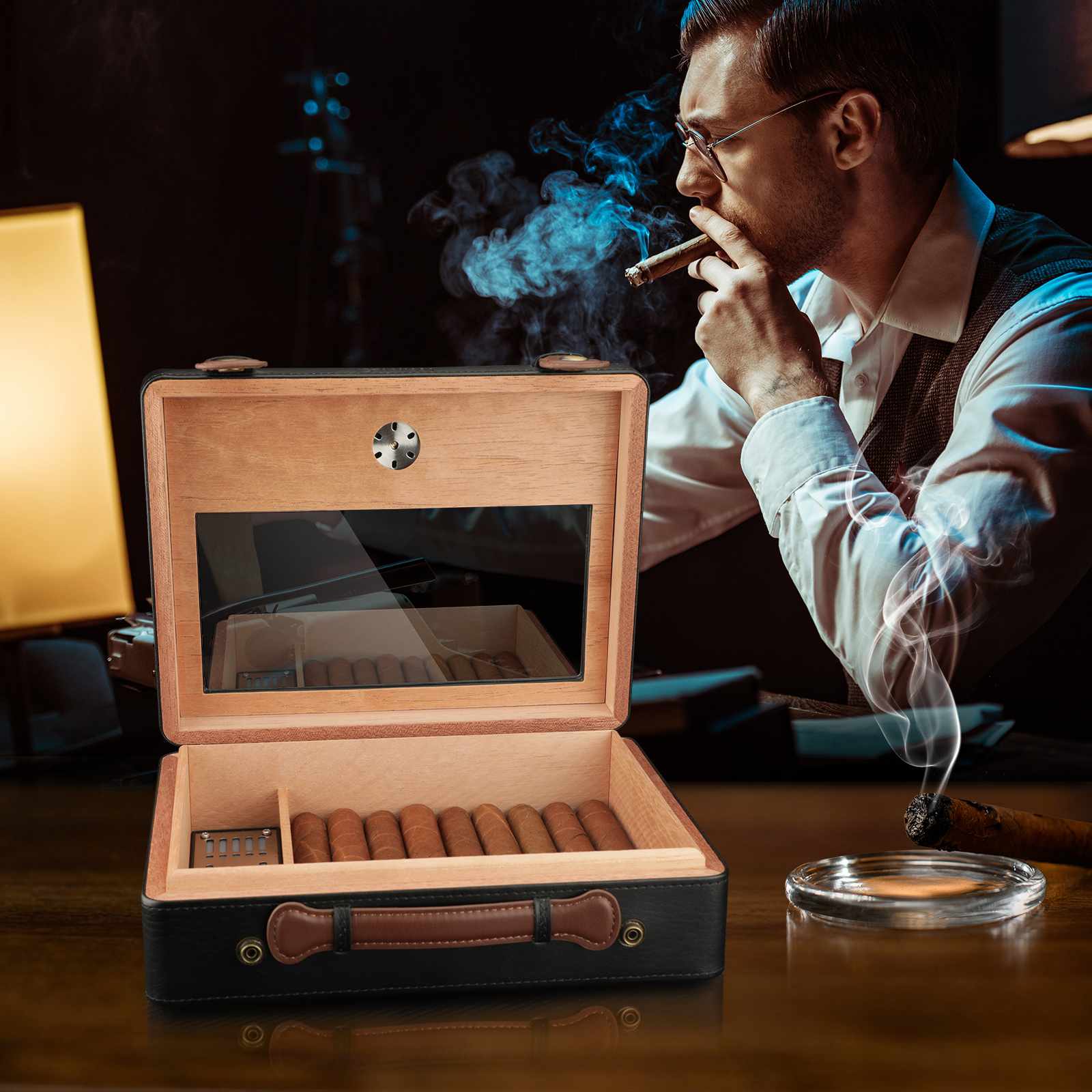 Leather Travel Humidor — 50 Count