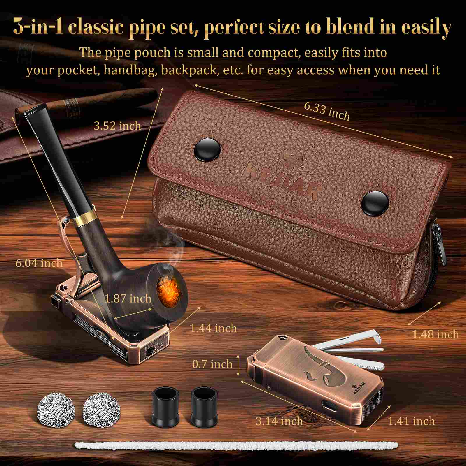 5-in-1 Pipe Lighter + Handmade Pipe Set