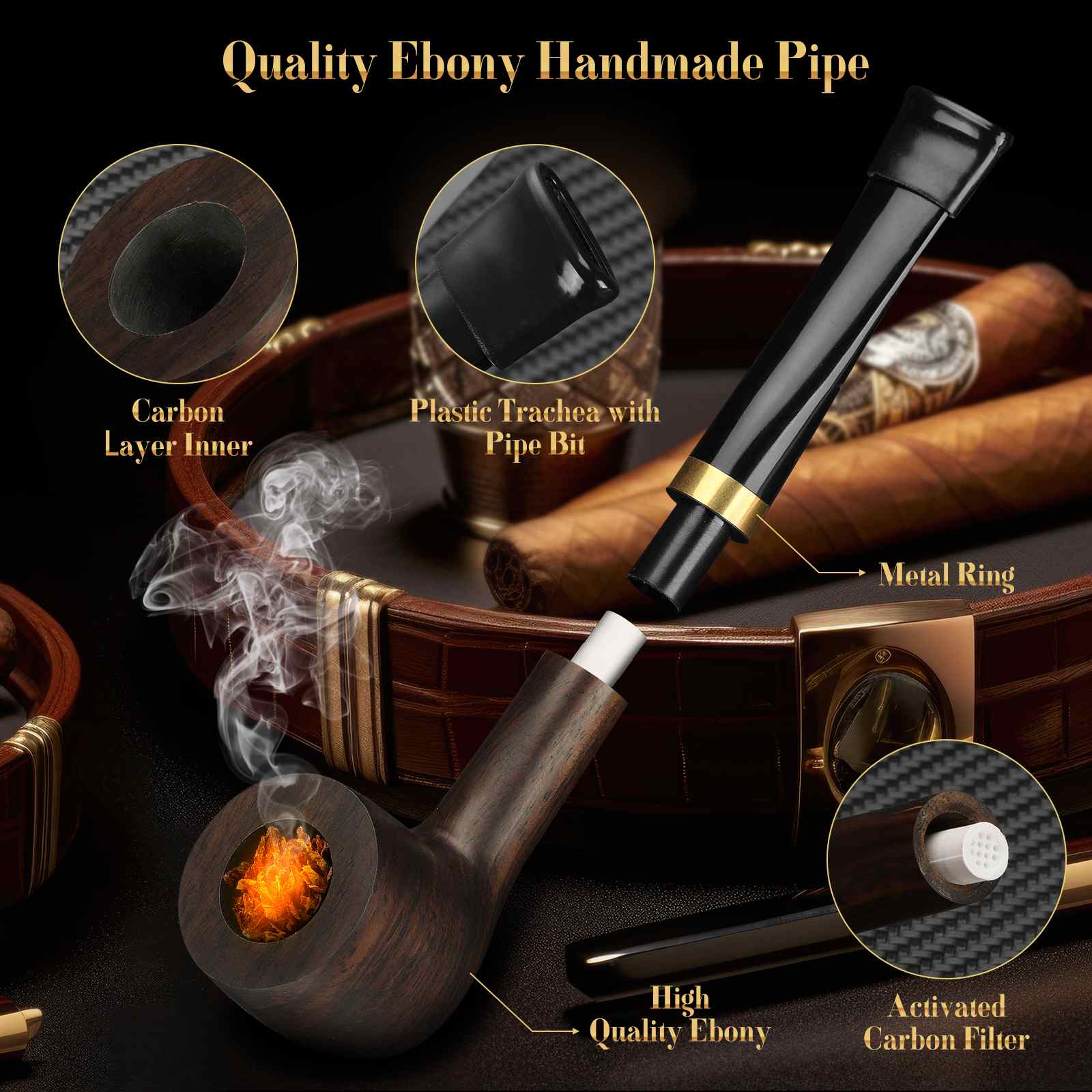 5-in-1 Pipe Lighter + Handmade Pipe Set