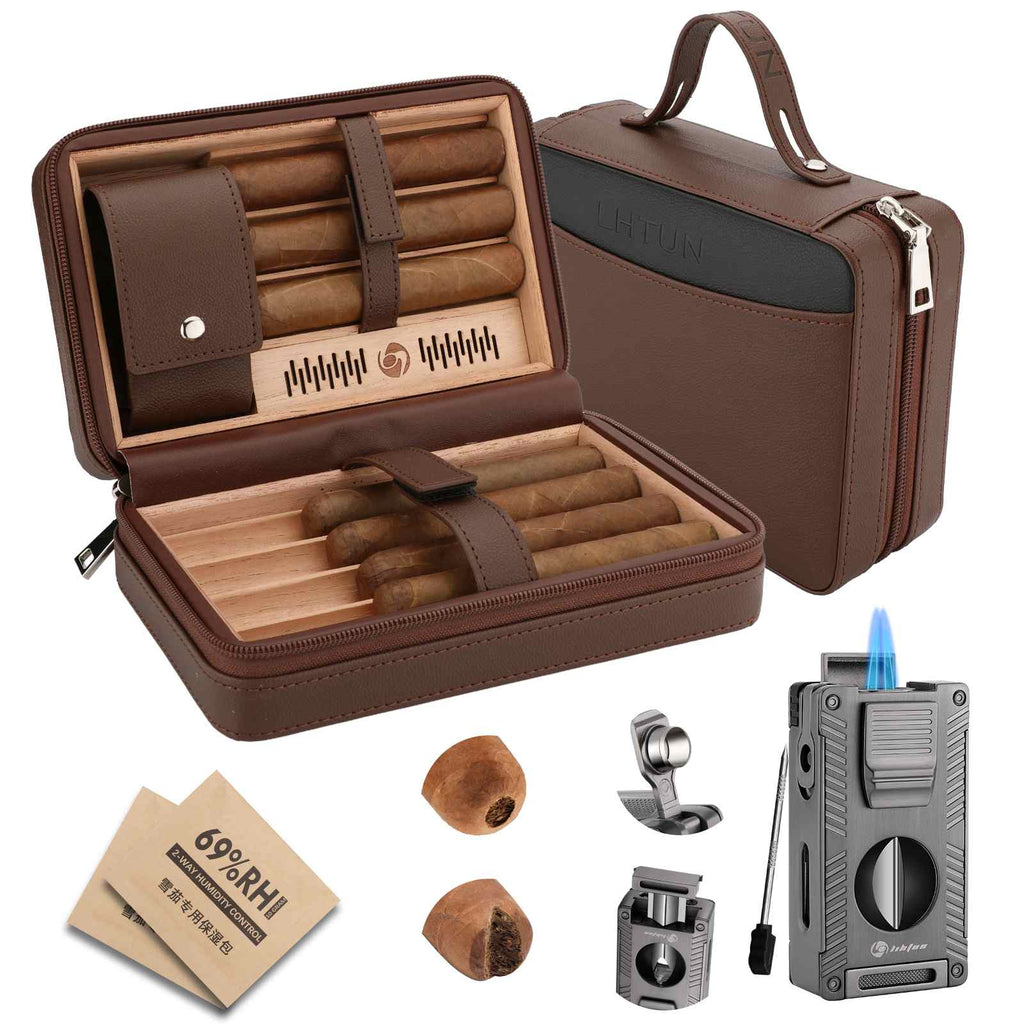 Gift Set — Travel Humidor + 5-in-1 Lighter