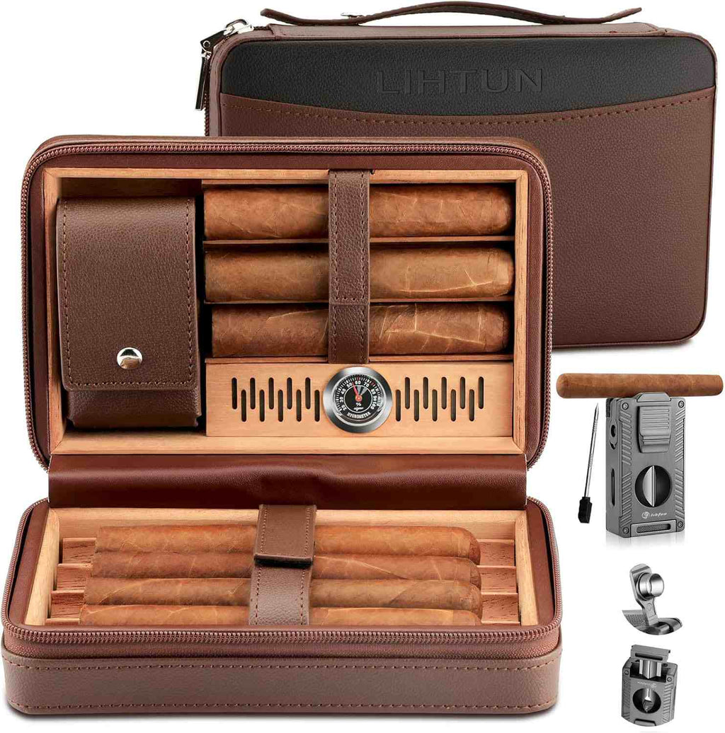 Gift Set — Travel Humidor + 5-in-1 Lighter
