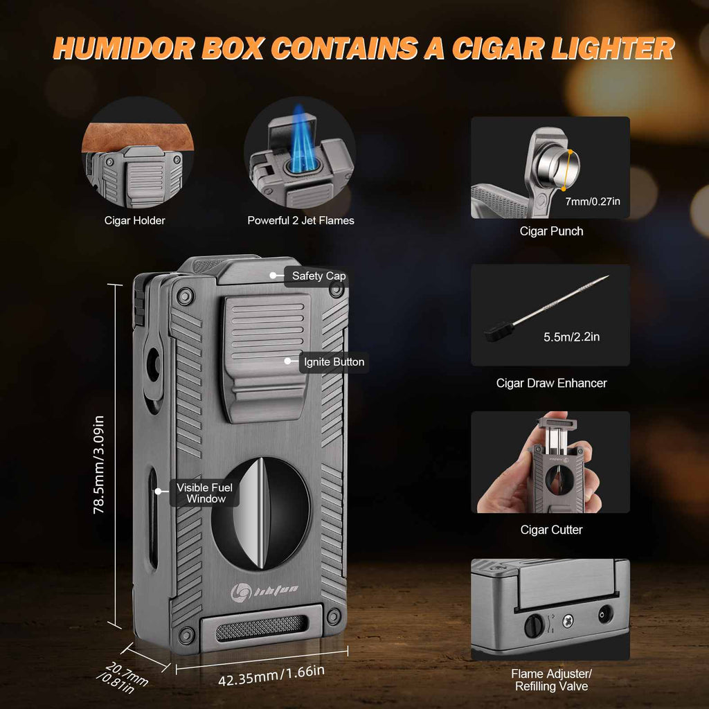 Gift Set — Travel Humidor + 5-in-1 Lighter