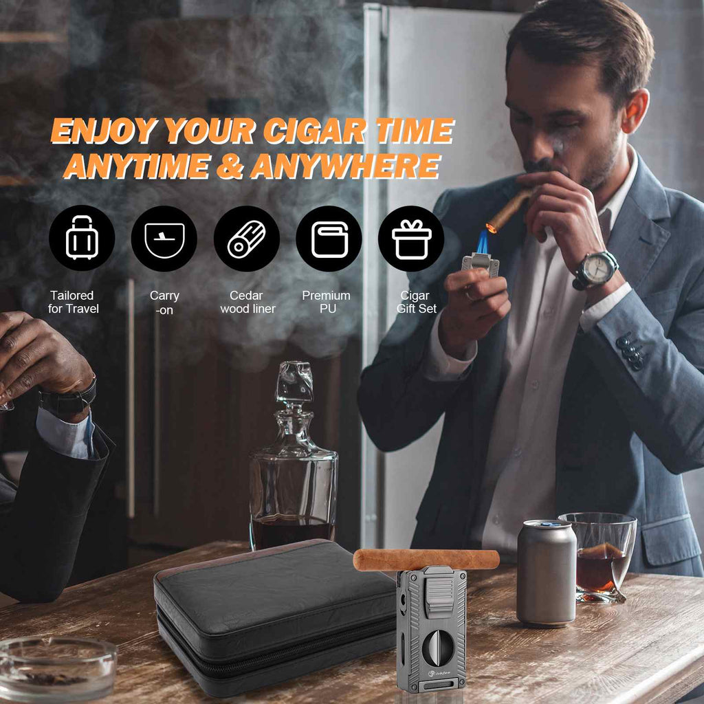 Gift Set — Travel Humidor + 5-in-1 Lighter