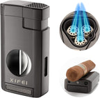 3-in-1 Lighter — Triple Flame + V-Cut + Stand