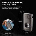 3-in-1 Lighter — Triple Flame + V-Cut + Stand