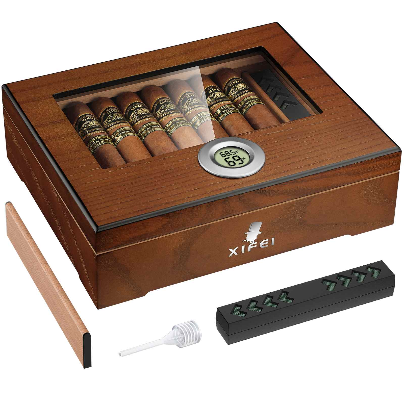 Glass-Top Desktop Humidor — 25 Count (D)