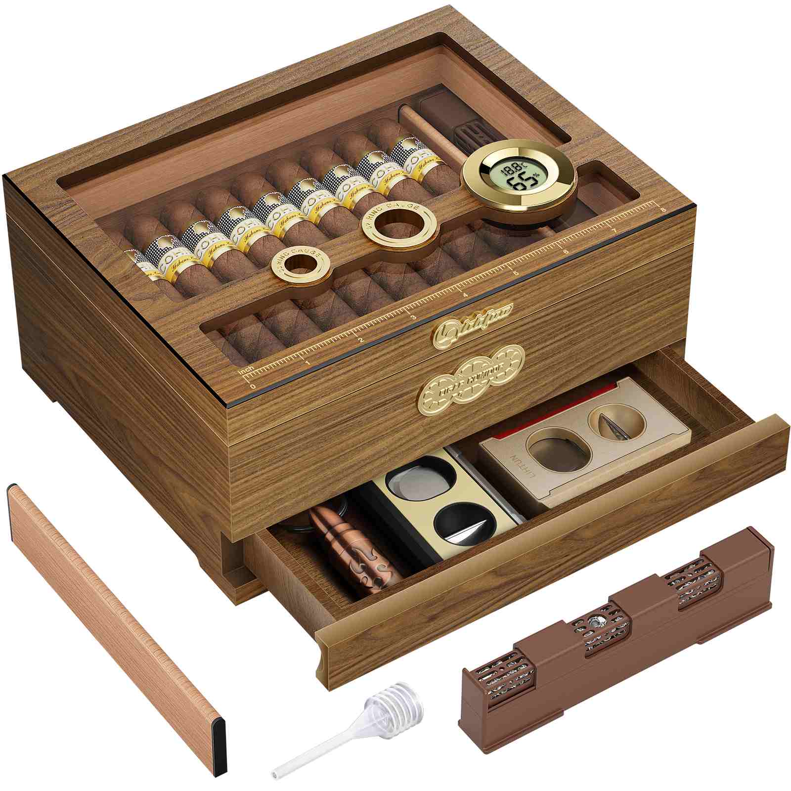 Glass-Top Desktop Humidor — 35 Count