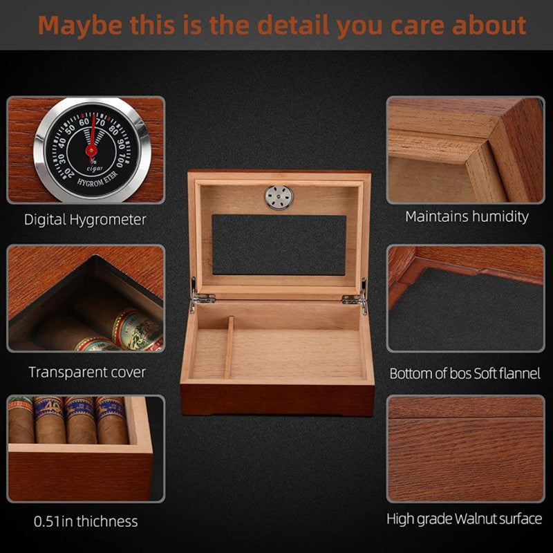 Glass-Top Desktop Humidor — 25 Count