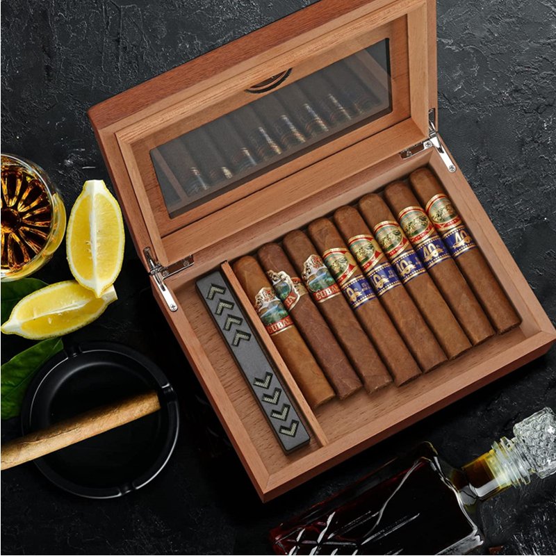 Glass-Top Desktop Humidor — 25 Count