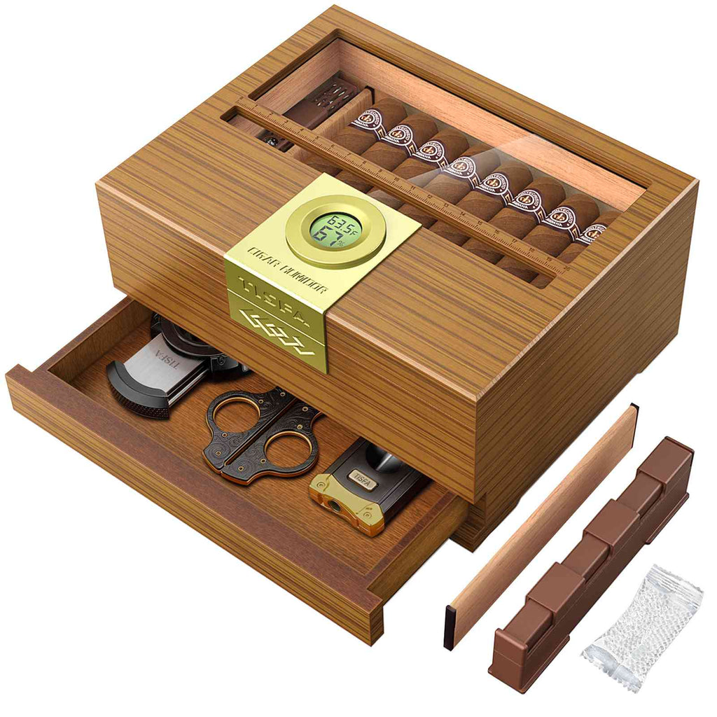 Glass-Top Desktop Humidor — 30 Count (B)