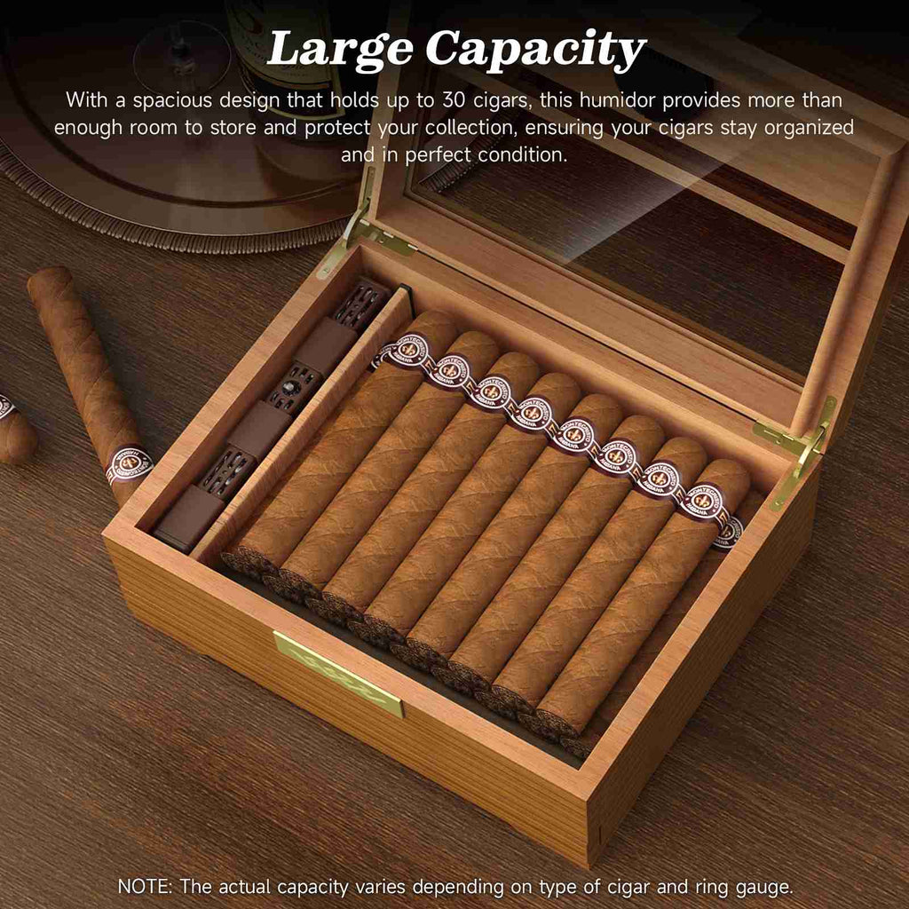 Glass-Top Desktop Humidor — 30 Count (B)