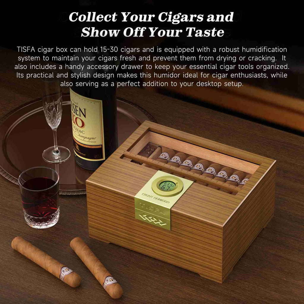 Glass-Top Desktop Humidor — 30 Count (B)