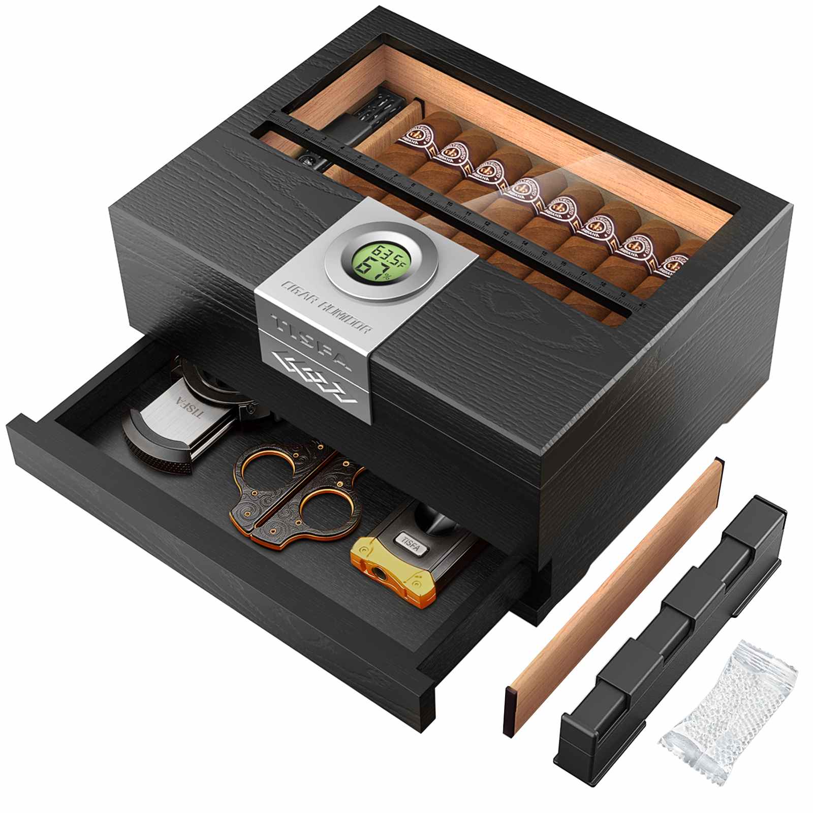 Glass-Top Desktop Humidor — 30 Count (B)