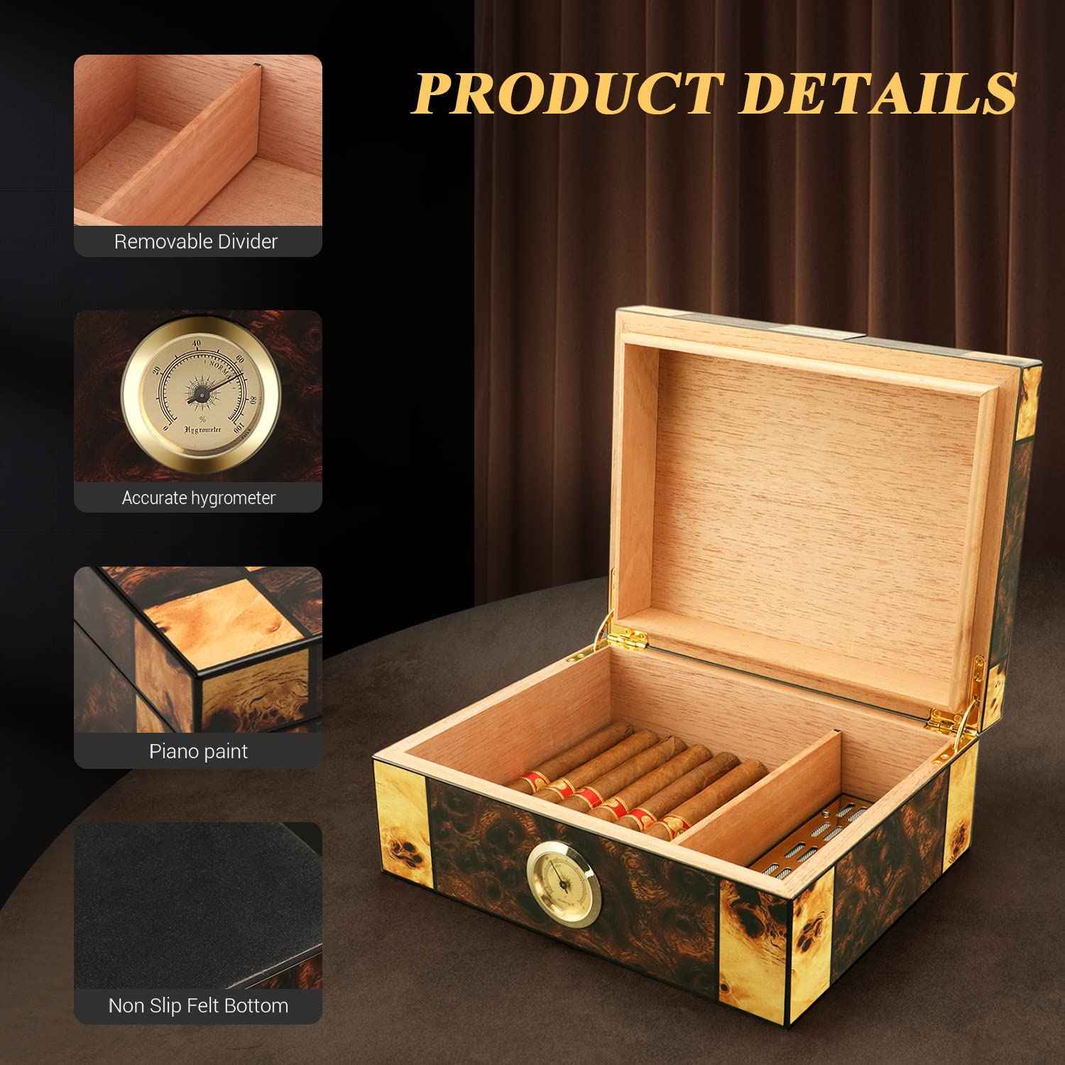 Piano Lacquer Desktop Humidor — 60 Count