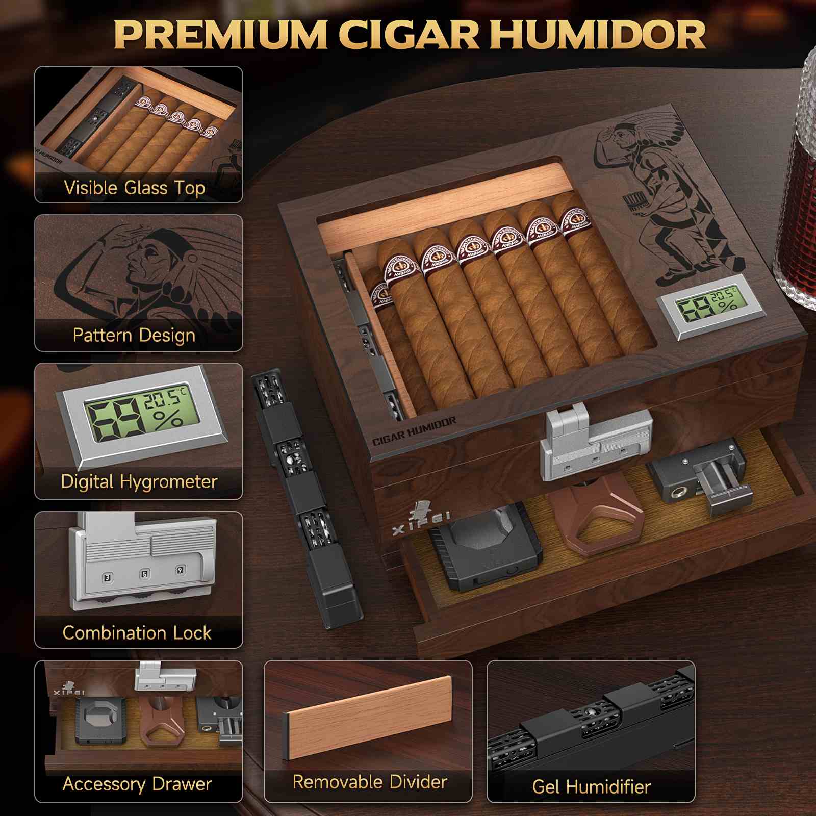 Glass-Top Humidor — 30 Count