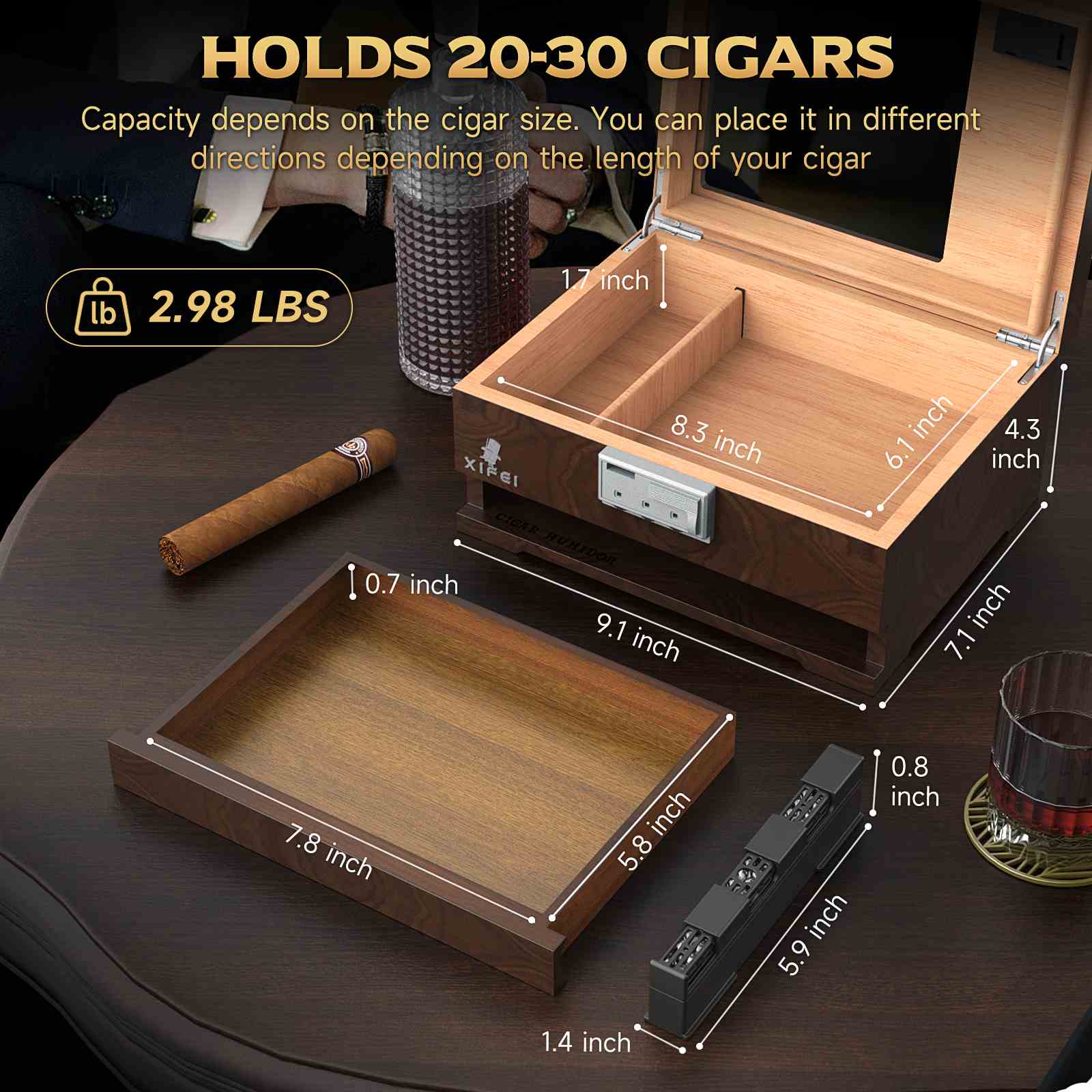 Glass-Top Humidor — 30 Count