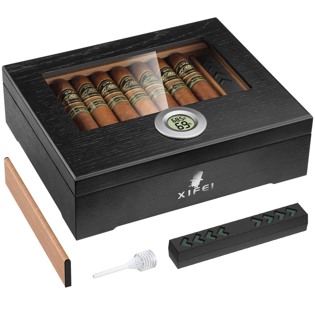 Glass-Top Desktop Humidor — 25 Count (D)