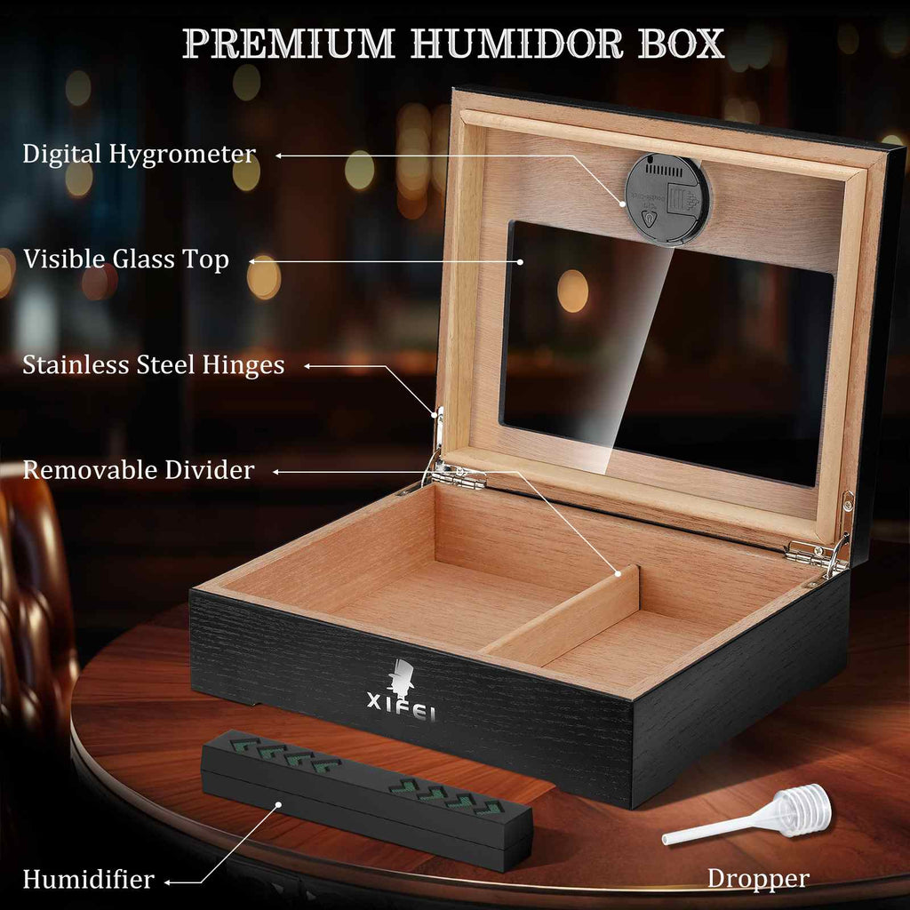 Glass-Top Desktop Humidor — 25 Count (D)