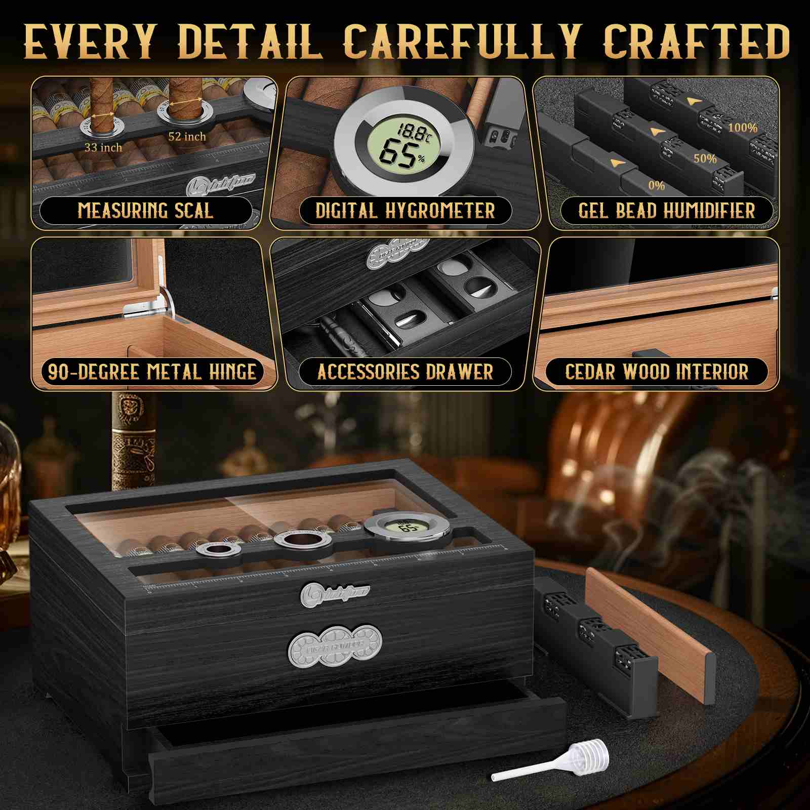 Glass-Top Desktop Humidor — 35 Count