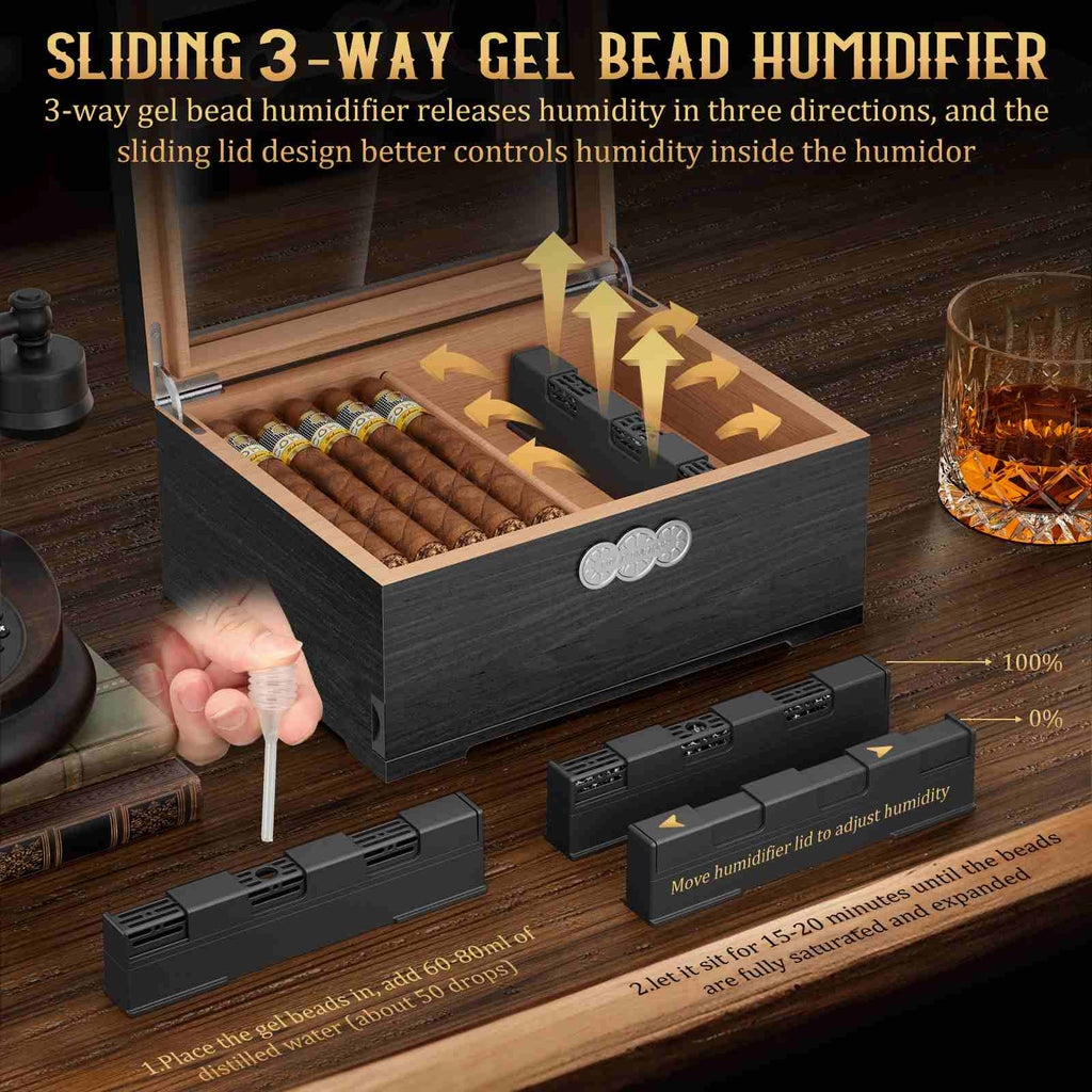 Glass-Top Desktop Humidor — 35 Count