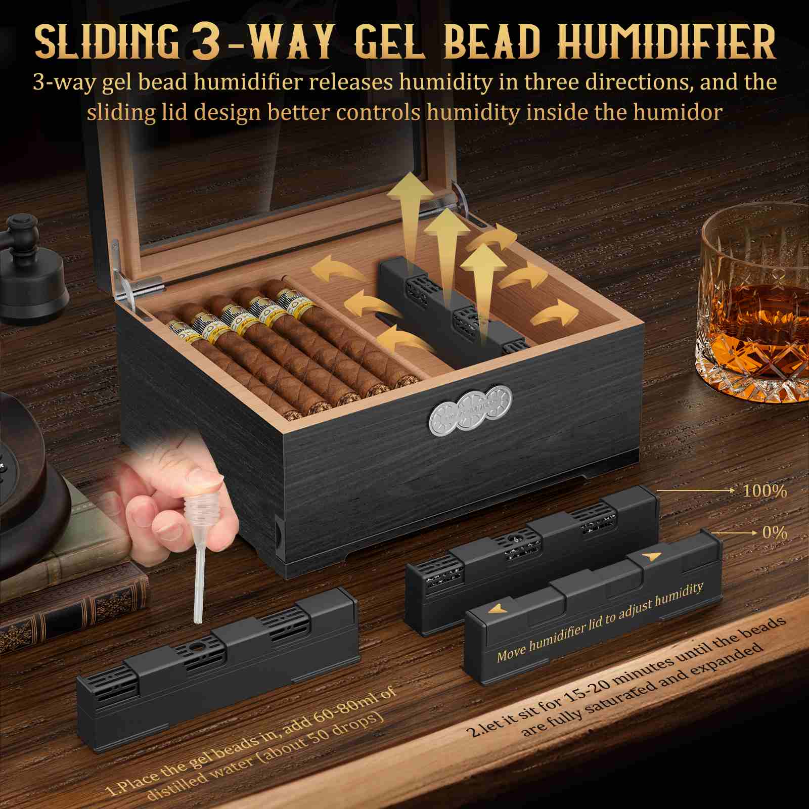 Glass-Top Desktop Humidor — 35 Count
