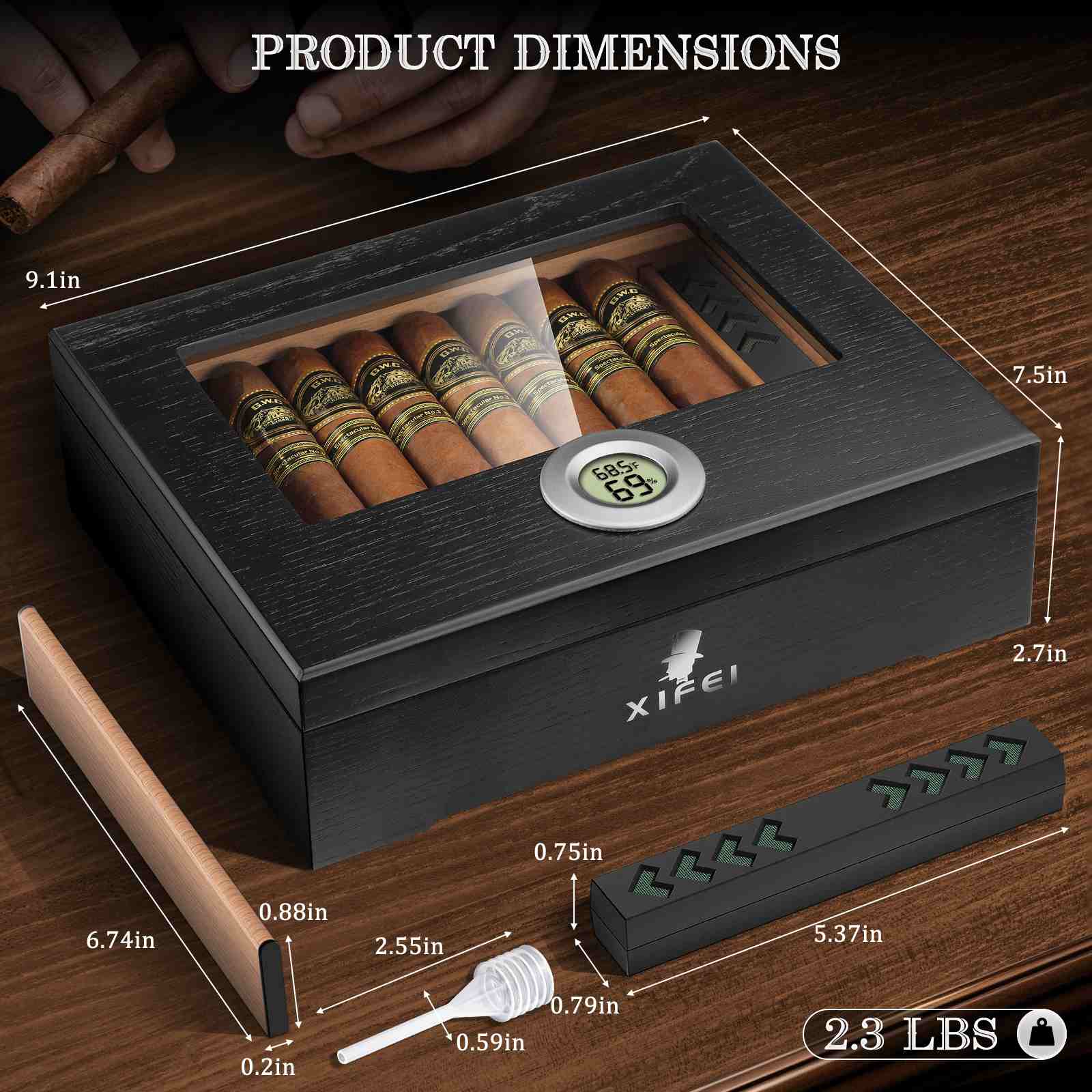 Glass-Top Desktop Humidor — 25 Count (C)