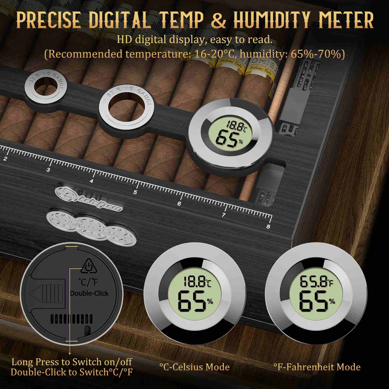 Glass-Top Desktop Humidor — 35 Count