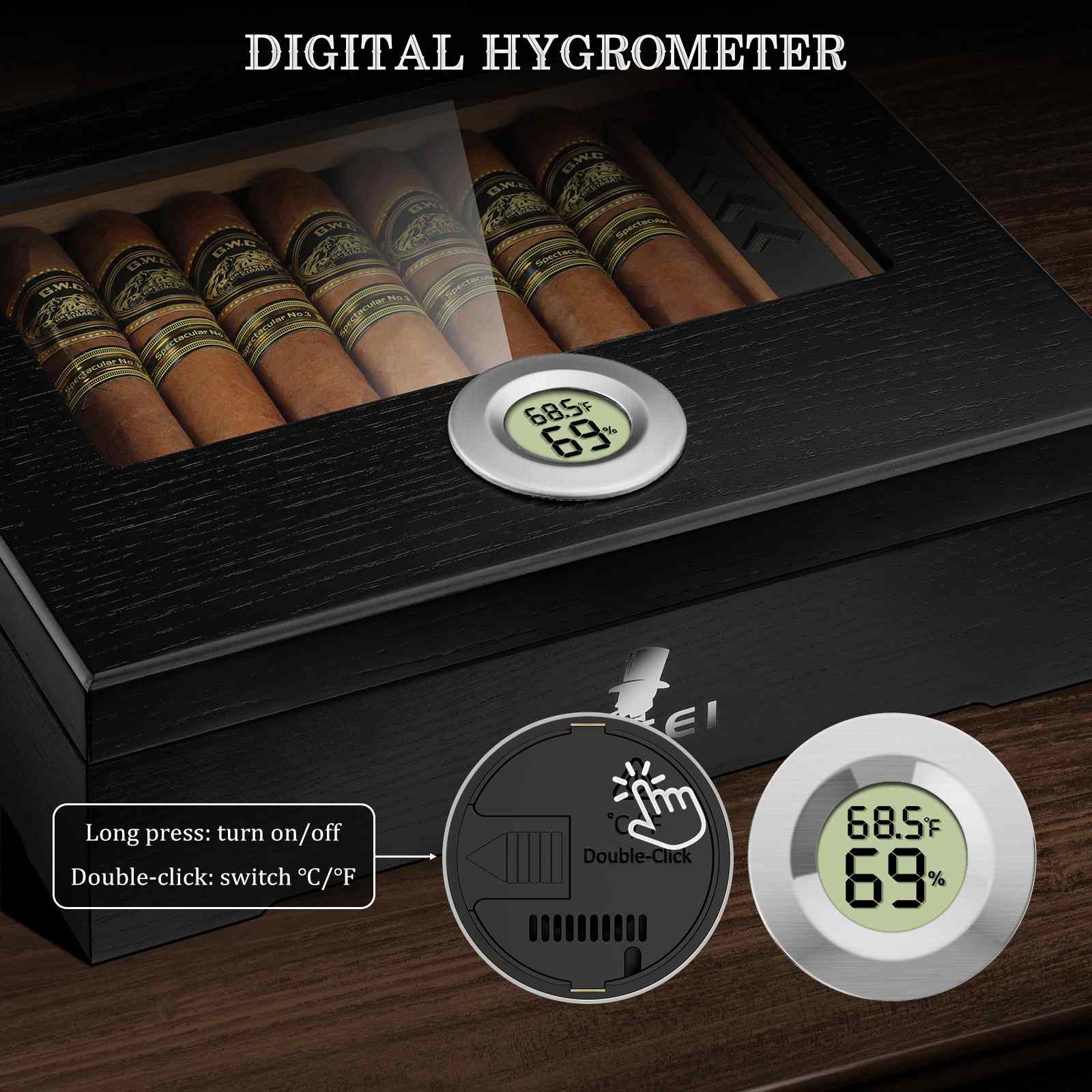 Glass-Top Desktop Humidor — 25 Count (C)