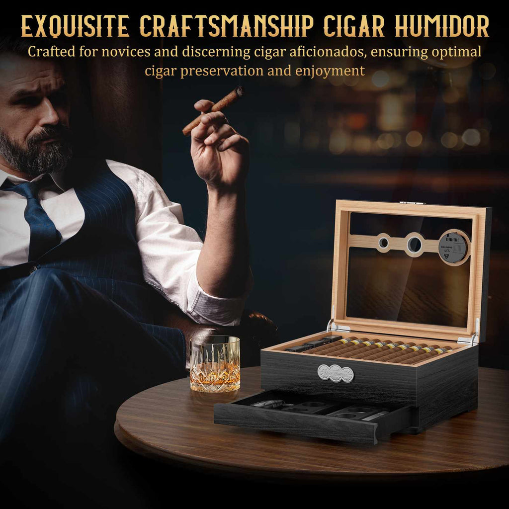 Glass-Top Desktop Humidor — 35 Count