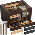 Glass-Top Desktop Humidor — 60 Count